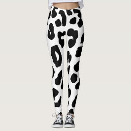 Legging Impressão preto e branco da Vaca do Halloween