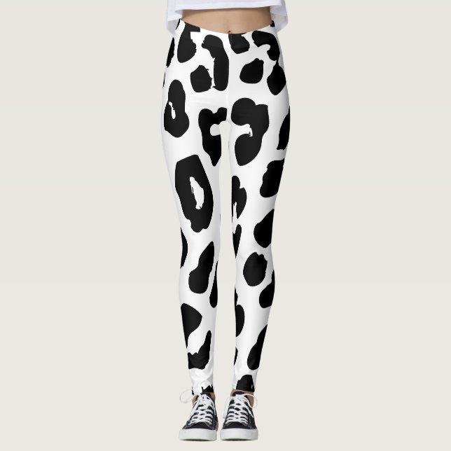 Legging Impressão preto e branco da Vaca do Halloween (Frente)