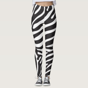 Legging Impressão preto e branco da zebra