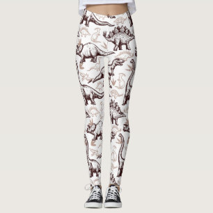 Legging Impressão retro do dinossauro