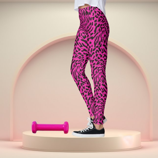 Legging Impressão Safari, Leopardo Rosa Quente (Criador carregado)