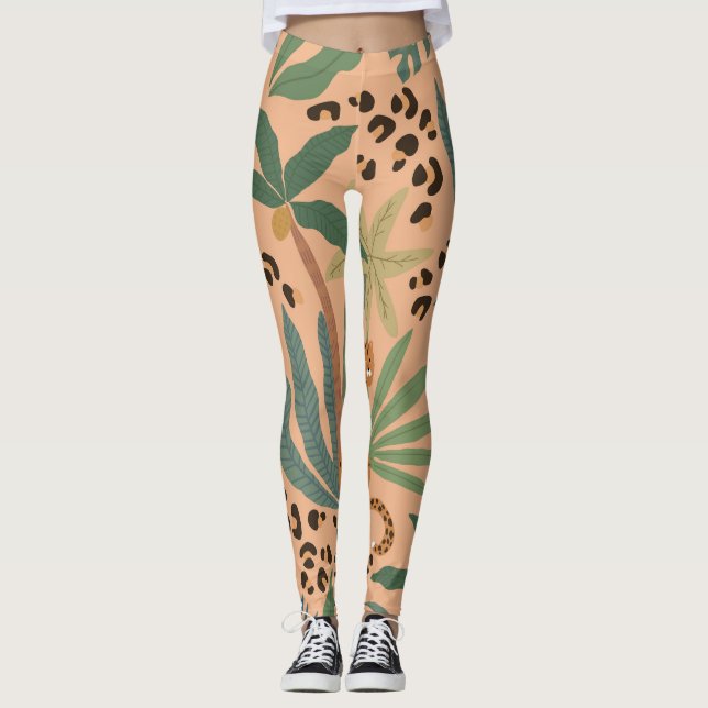 Legging Impressão sobre o leopardo da selva: padrão sem so (Frente)
