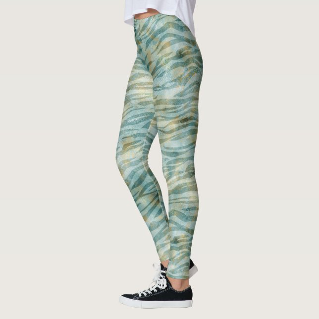 Legging Impressão Teal Dourada Zebra (Esquerda)