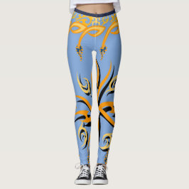 Legging Impressão tribal azul e laranja