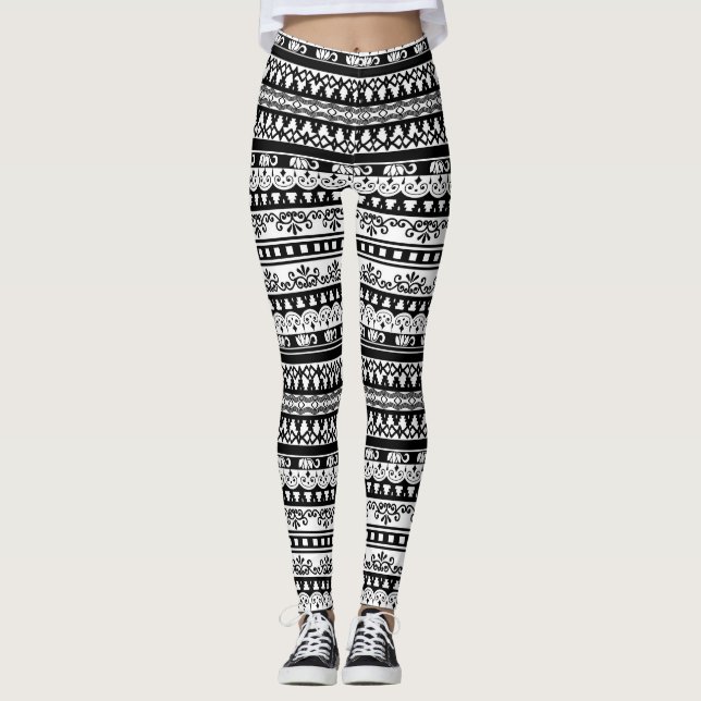 Legging Impressão tribal preto & branco (Frente)