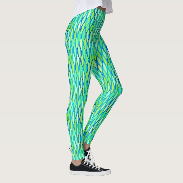 Legging Impressão, Turquesa e Verde limão do século médio (Direita)