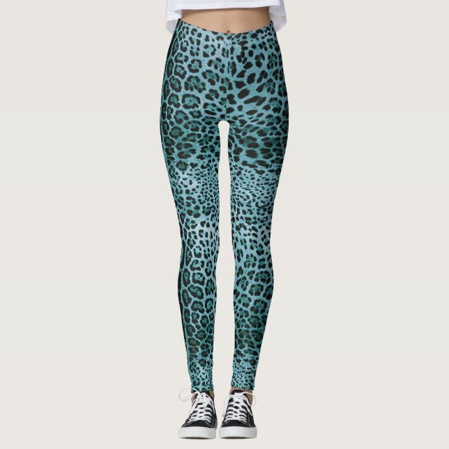 Legging Impressão Turquesa Leopardo (Frente)