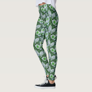 Legging Impressão Verde de Borboleta de Paisley