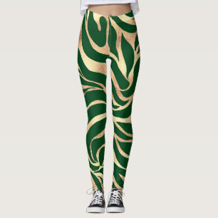 Legging Impressão Verde Elegante e Dourada de Zebra Zebra