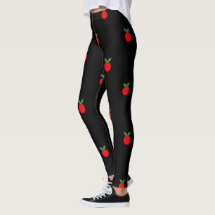 Legging Impressão vermelho bonito da fruta da maçã em