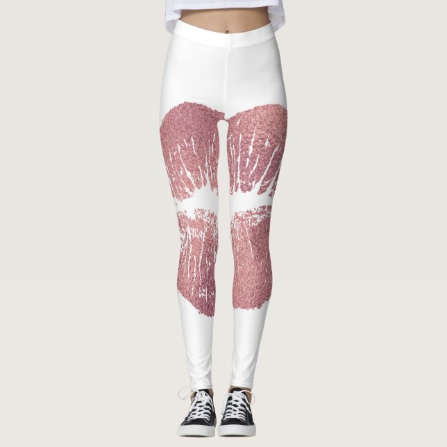 Legging Impressão vítrea rosa, ouro rosa. (Frente)