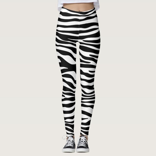 Legging Impressão Zebra, Banhas Zebra, Preto E Branco (Frente)
