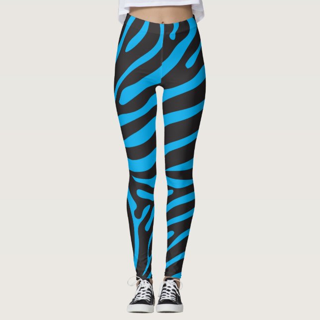 Legging Impressão Zebra Negra e Turquesa (Frente)