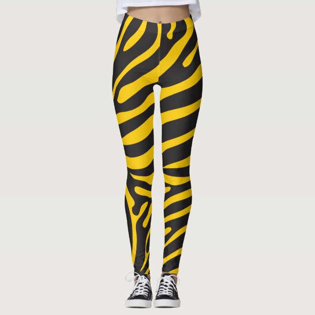 Legging Impressão Zebra Preta e Amarela (Frente)
