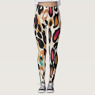 Legging Impressões nefastas vívidas de animais leopardo