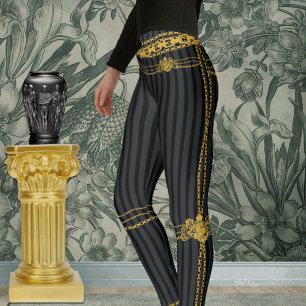 Legging Imprimir Dourada Corrente Lion Emblem Cinza Preta