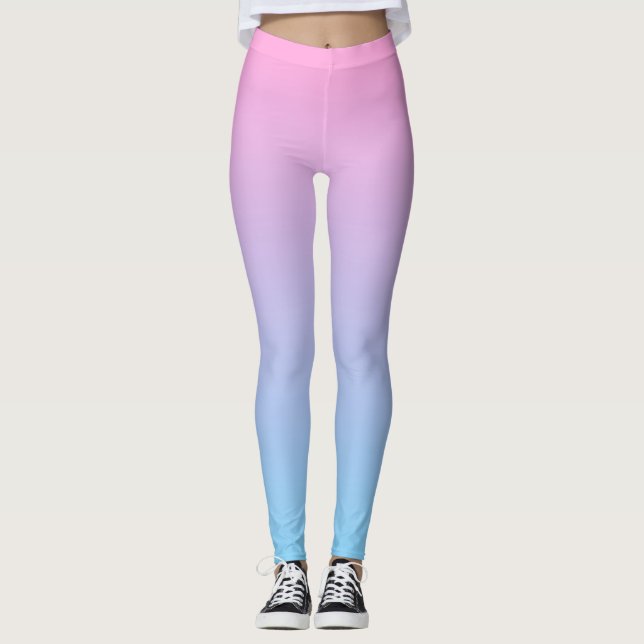 Legging Inclinação rosa pálido e azul Pastel (Frente)