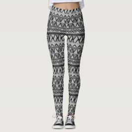 Legging Incrível padrão geométrico tribal da Cinza Trendy