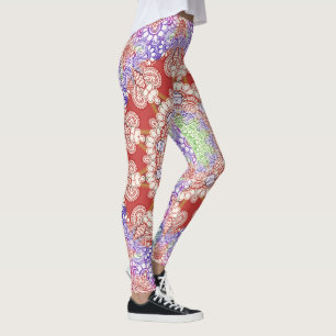 Legging Índia Estilo Mehndi Mandala - azul vermelho