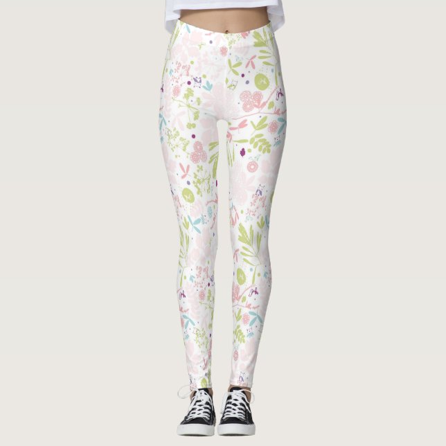 Legging indicação do teste padrão floral (Frente)