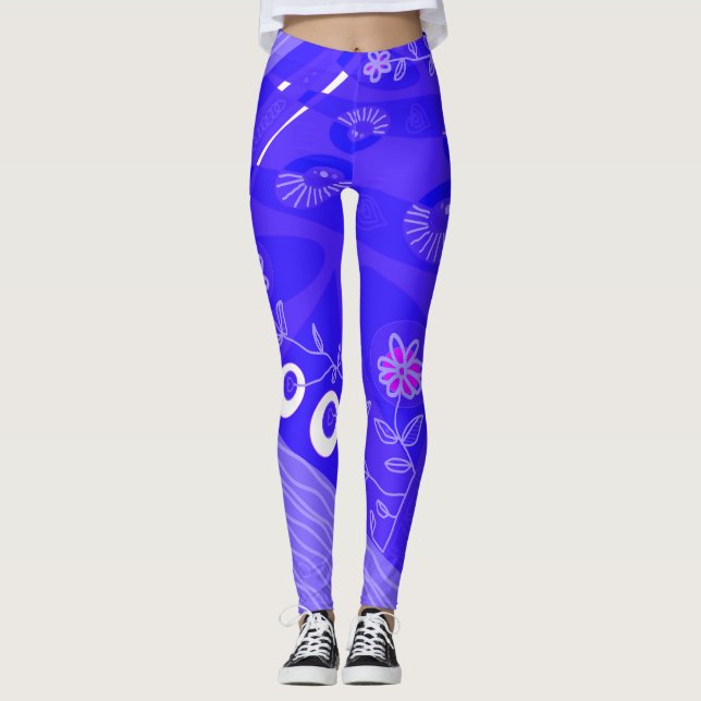 Legging Indigo de Ilustração Chintz Bohemian (Frente)