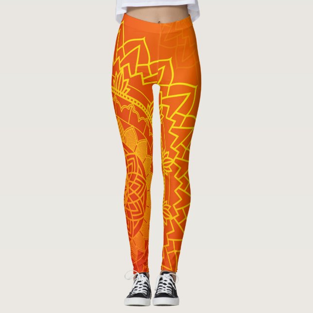 Legging índio étnico Mandala Amarelo (Frente)