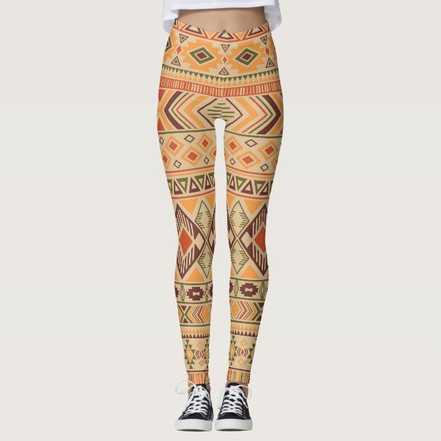 Legging Índio peruano: Tribal Geométrico Sem Olhos (Frente)