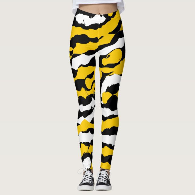 Legging ink stripes yellow, black and white (Frente)