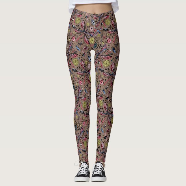 Legging Insetos de rabisco de mocha (Frente)