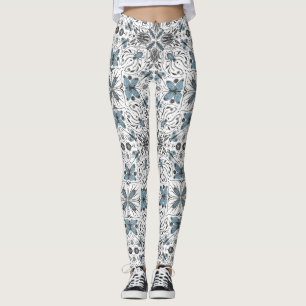 Legging Insetos, preto e azul