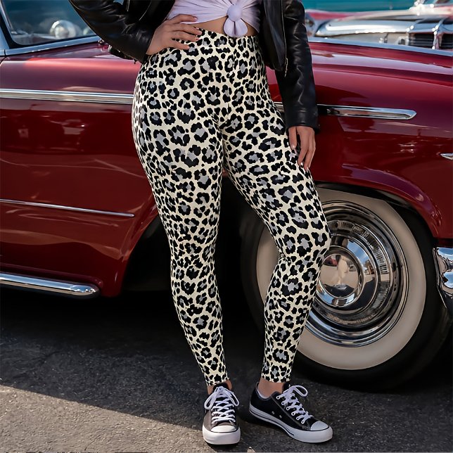 Legging Inspirado nos anos 80, estampa de leopardo-da-neve (Criador carregado)