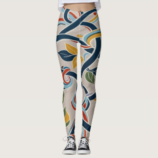 Legging Interwoven Vines in Vibrant Harmony