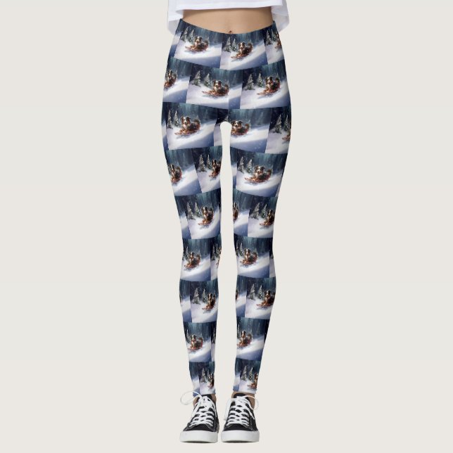 Legging Inverno de neve de Natal em Shepherd australiano (Frente)