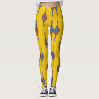 Legging Ioga africana colorida Padrão amarelo e azul