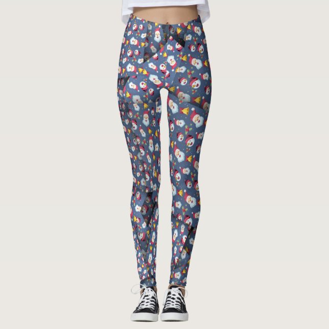 Legging Íoga Azul, Neve Bonita [3D] (Frente)