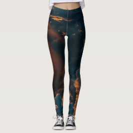 Legging ioga de visto ativo do céu ouro