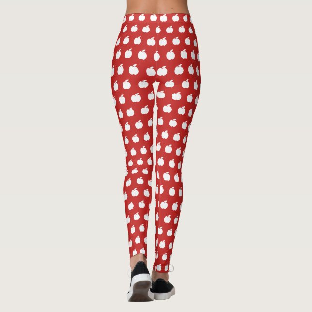 Legging Ioga e exercício personalizados da fruta de maçã v (Verso)