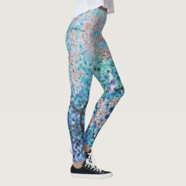 Legging ioga floral da pintura da flor de cerejeira azul
