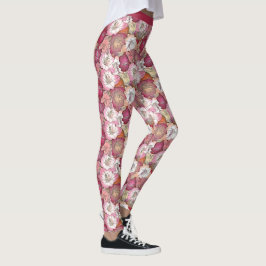 Legging Ioga Floral Rosa Roxo Bonito Flores