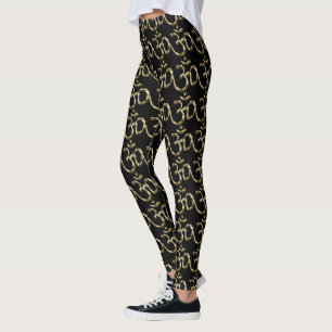 Legging Íoga, Ícone de Aum Om, Símbolo Hinduísmo, pret
