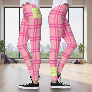 Legging Ioga Pilates Barre Jiu Jitsu Rosa Xadrez Personali