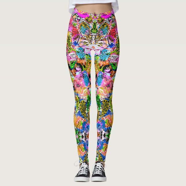 Legging iPad de flores de cabeleireiro, abstrato, colorida (Frente)