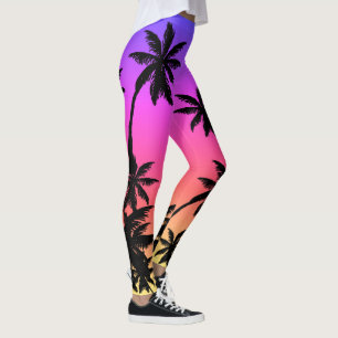 Legging Ipanema Palmas Rosa Púrpura de Gradação Pôr do