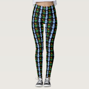 Legging Íris Azuis e Tulipas Amarelas e Vermelhas