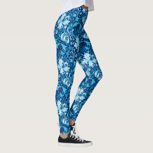 Legging Íris de William Morris e lírio, azul de índigo