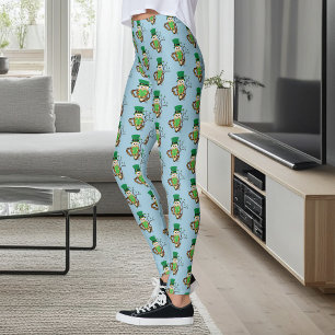 Legging Irish Clovers Owl Green