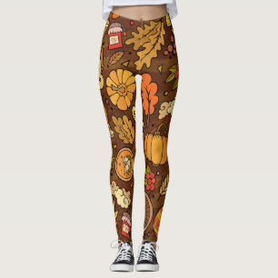 Legging Itens de Ação de Graças: desenho colorido.