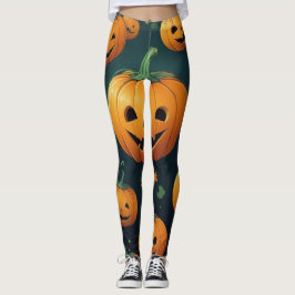 Legging Jack-O-Lantern Delight - Padrão de Abóbora