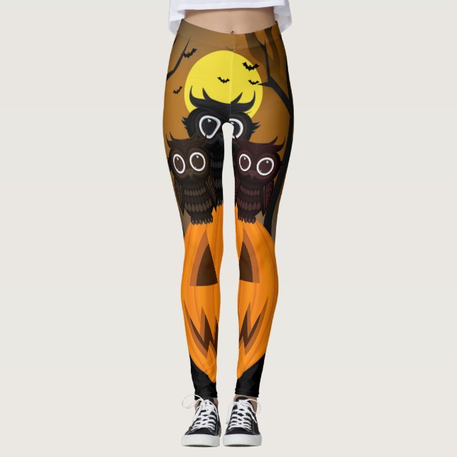 Legging Jack O lanterna e corujas (Frente)