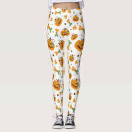 Legging Jack-o-Lanterna e Ossos Festa de Halloween Spooky